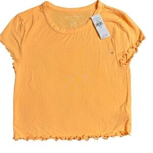 American Eagle Cropped Soft and Sexy Tee Lettuce Hem Neon Orange Size Medium NWT